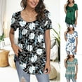 thumbnail image 6 of JuneFish Women's Summer Pleated Short Sleeve Tunic Tops Flare Blouse, 6 of 6