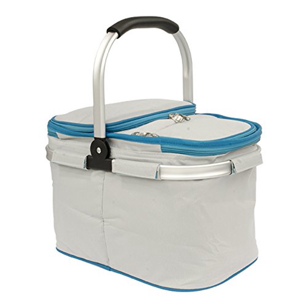 Collapsible Insulated Picnic Basket set for 2 with Plates, and Cutlery