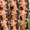 thumbnail image 2 of NICKSUN Raffia Flower Earrings, Raffia Straw Wrapped Flower Drop Dangle Earrings Summer Tropical Beach Jewelry, 2 of 8