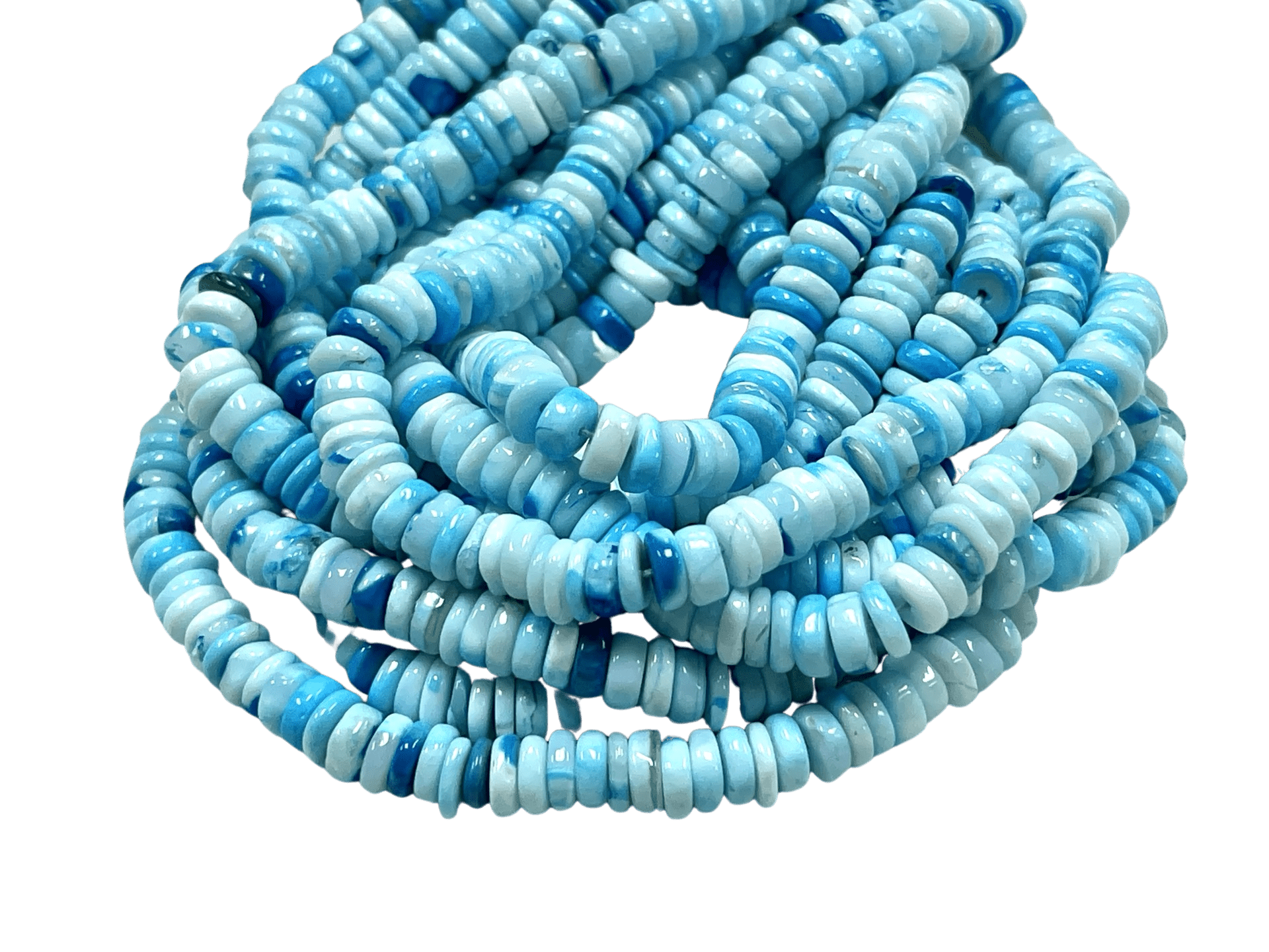 Blue Peruvian Opal Natural Gemstone Heishi Disc Tyre Shape Beads