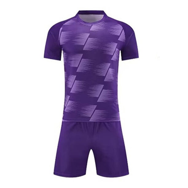 Odeerbi Conjunto de Uniformes de Entrenamiento de Fútbol de Malla Para Chicos Y Niñas Pantalones Cortos de Camiseta de Manga Corta Con Rayas Conjunto Atlético Seco Rápido Para 4-15 Años
