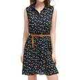 thumbnail image 3 of MODA NOVA Juniors Printed Half Placket Sleeveless Belted Dress, 3 of 7