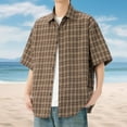 thumbnail image 2 of Ashirexll Button up Shirt Men, Big and Tall Shirts for Men, Summer Casual Fashion Striped Button up Shirts Short Sleeve Turndown Collar Tops with Pocket, 2 of 7