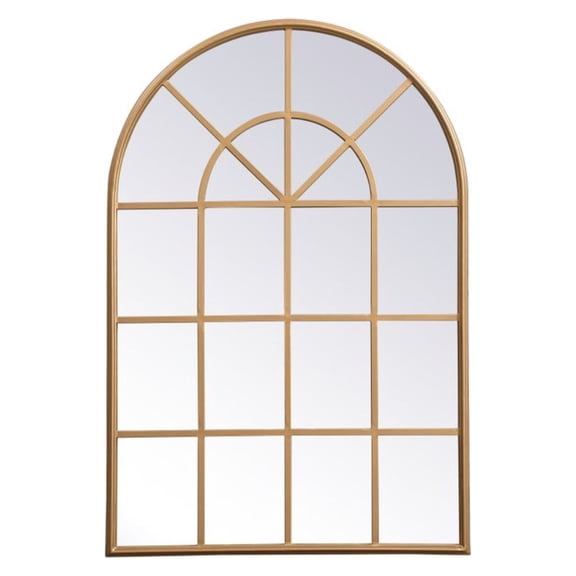 Metal windowpane mirror 28 inch in in x 41 inch in in Brass