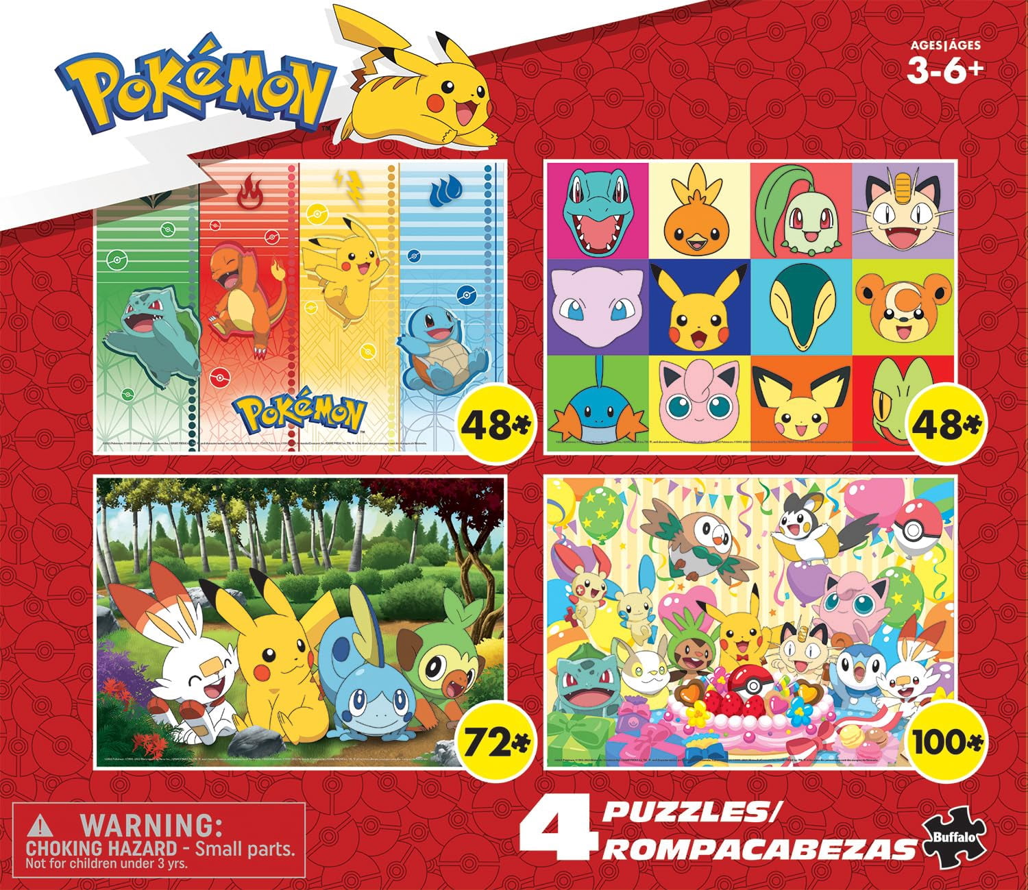 Buffalo Games Kids Pokemon 4-in-1 Multipack Interlocking Jigsaw Puzzles for Children Ages 6+