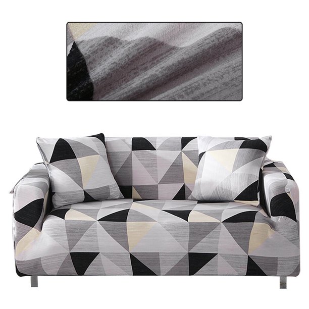 Ounissouiy Funda de sofá Universal elástica transpirable resistente al desgaste funda impresa 4 personas tipo 2 Decoración del hogar Gris oscuro 4 personas