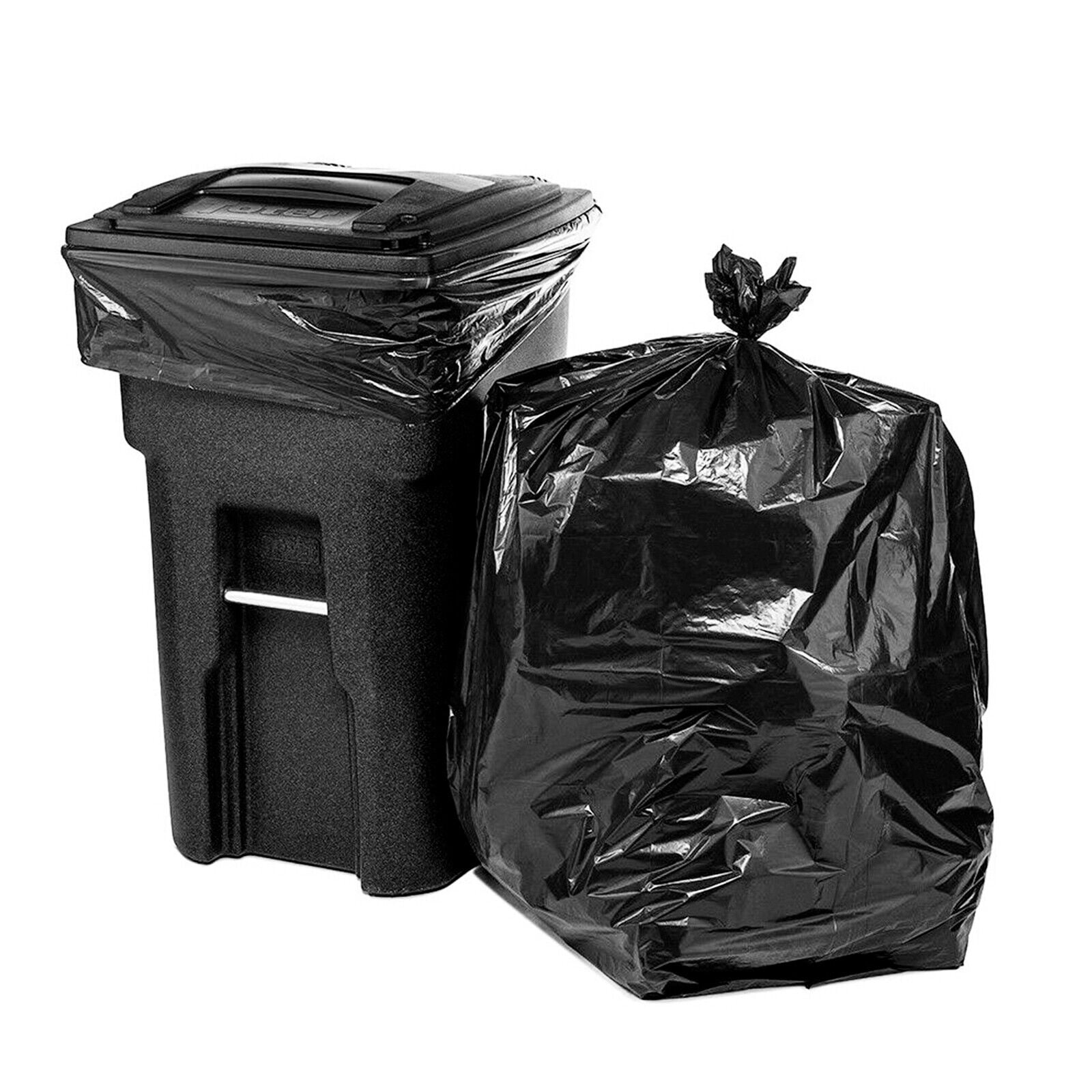 45 Gallon Trash Bags 3 MIL 25PCS Large Heavy Duty Garbage Rubbish Bags Black