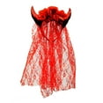 thumbnail image 2 of Floral Lace Veil Red Devil Horns Headband Demon Cosplay Halloween Costume Party Accessory, 2 of 4