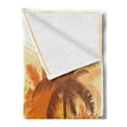 thumbnail image 2 of Surf Soft Flannel Fleece Throw Blanket, Silhouette of Surfer and Tropical Landscape Free Your Mind Illustration, Cozy Plush for Indoor and Outdoor Use, 50" x 70", Yellow Brown Orange, by Ambesonne, 2 of 5