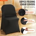 thumbnail image 2 of SHENGJINSH 50Pcs Black Folding Spandex Stretch Chair Covers for Dining Banquet, 2 of 8