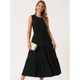 thumbnail image 3 of DARING DIVA Sleeveless Crewneck Tiered Casual Midi Dress S Blacks, 3 of 5