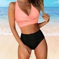 thumbnail image 4 of PWPSG Crisscross Twist Solid High Waisted Two Piece Swimsuit Butt Lifting Contouring for Daily Swimming Beige S, 4 of 6