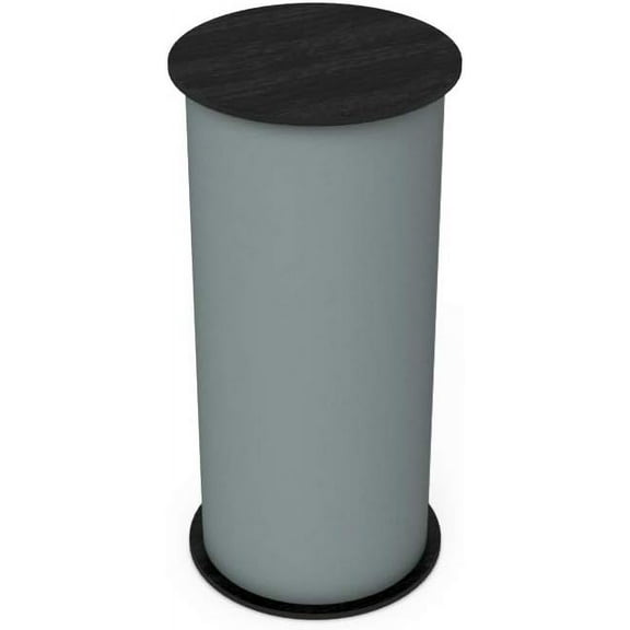Vispronet Round Portable Exhibition Trade Show Silver Podium Table Counter Stand - Expo Counter Top Design (Black)