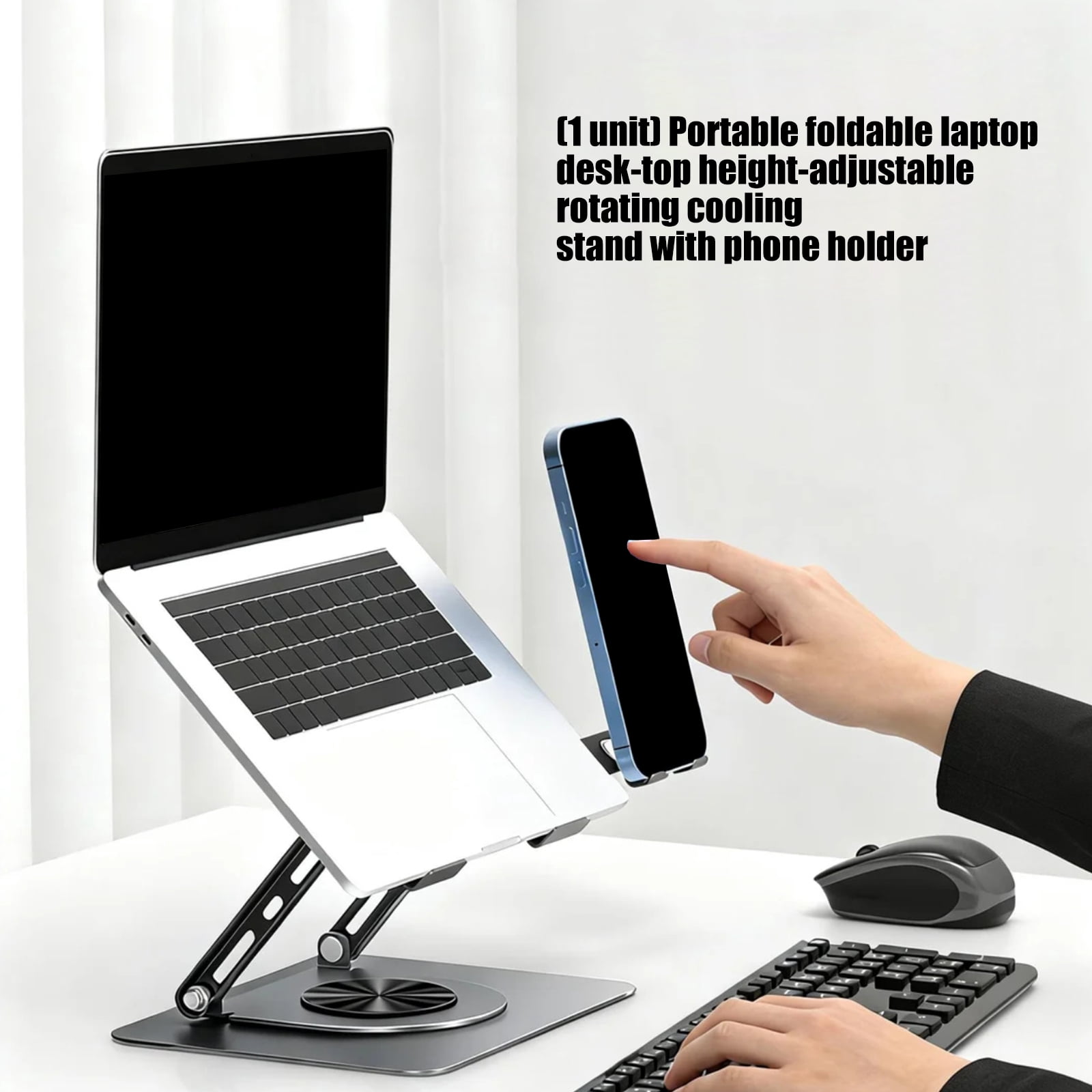 Carbon Steel Laptop Cooling Stand With Silicone Grips And Open Design For Enhances Airflows