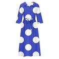 thumbnail image 5 of Feancey Summer Plus Size Dresses for Women 3/4 Sleeve Button Lapel Maxi Dress Casual Polka Dot Print Long Dresses Flowy Loose Dress with Tie Bow, 5 of 6