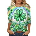 thumbnail image 2 of HOMBOM Womens Spring St.Patricks Day Shirts Irish Graphic Tees Shamrock Print Casual Yellow 3/4 Sleeve Tops for Women Crewneck, 2 of 5