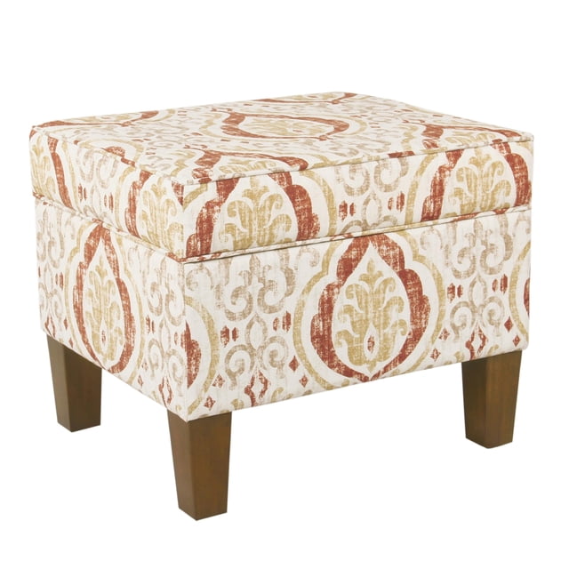 Puf Baúl ISHI Acento Naranja/Beige 56x46x46 cm Benzara