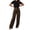 Brown, variant on Women's Casual Wide Leg Palazzo Pants High Waisted Stretchy Flowy Lounge Trousers with Pockets Elastic Drawstring Waist Loose Fit Breathable Work Travel Pants 2026, White, S