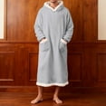 thumbnail image 3 of Afuyipoi Men Fleece Pullover Night Robe, Long Sleeve Bathrobe With Pockets Hooded Soft Gray M, 3 of 5
