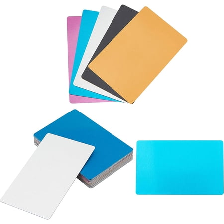 25Pcs Metal Business Cards Blanks Laser Engraved Business Cards 0.4mm Aluminum Blank Name Card for Office DIY Gift Cards 5 Color Options Available DIY