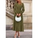 thumbnail image 5 of Vestido PRETTYGARDEN 2025 Otoño Maxi Verde Militar Manga Larga Cuello en V Talle S, 5 of 8