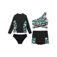 thumbnail image 3 of YUUMIN Kids Girls 4 Pcs Rash Guard Sets Athletic Tankini Swimsuits Upf 50+ Swim Coat Bikini Swimwer Black 8, 3 of 5