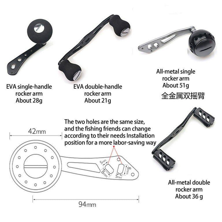 Fishing Wheel Handle Replacement Rocker Arm Grip Handle Baitcast Reel Crank Arm Modified Accessories, Size: 5, Gold