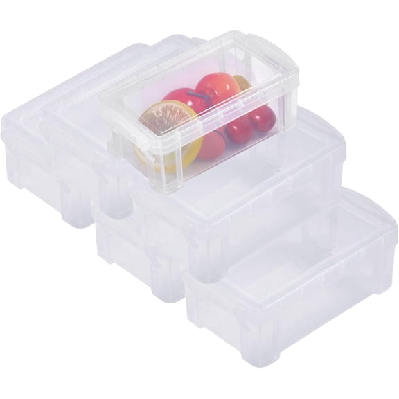6 Pcs Mini Plastic Boxes Transparent Small Clear Storage Containers with Locking Lids Clear Rectangle Plastic Organizers