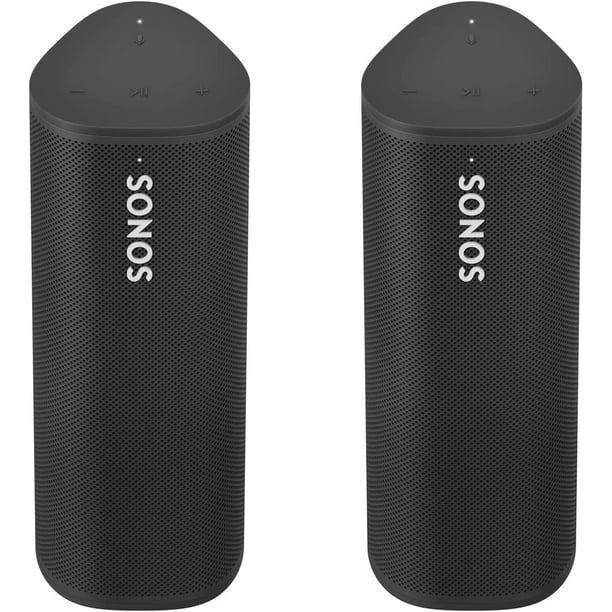 Altavoz Sonos Roam Black, paquete de 2 con WiFi, Bluetooth y resistente al agua