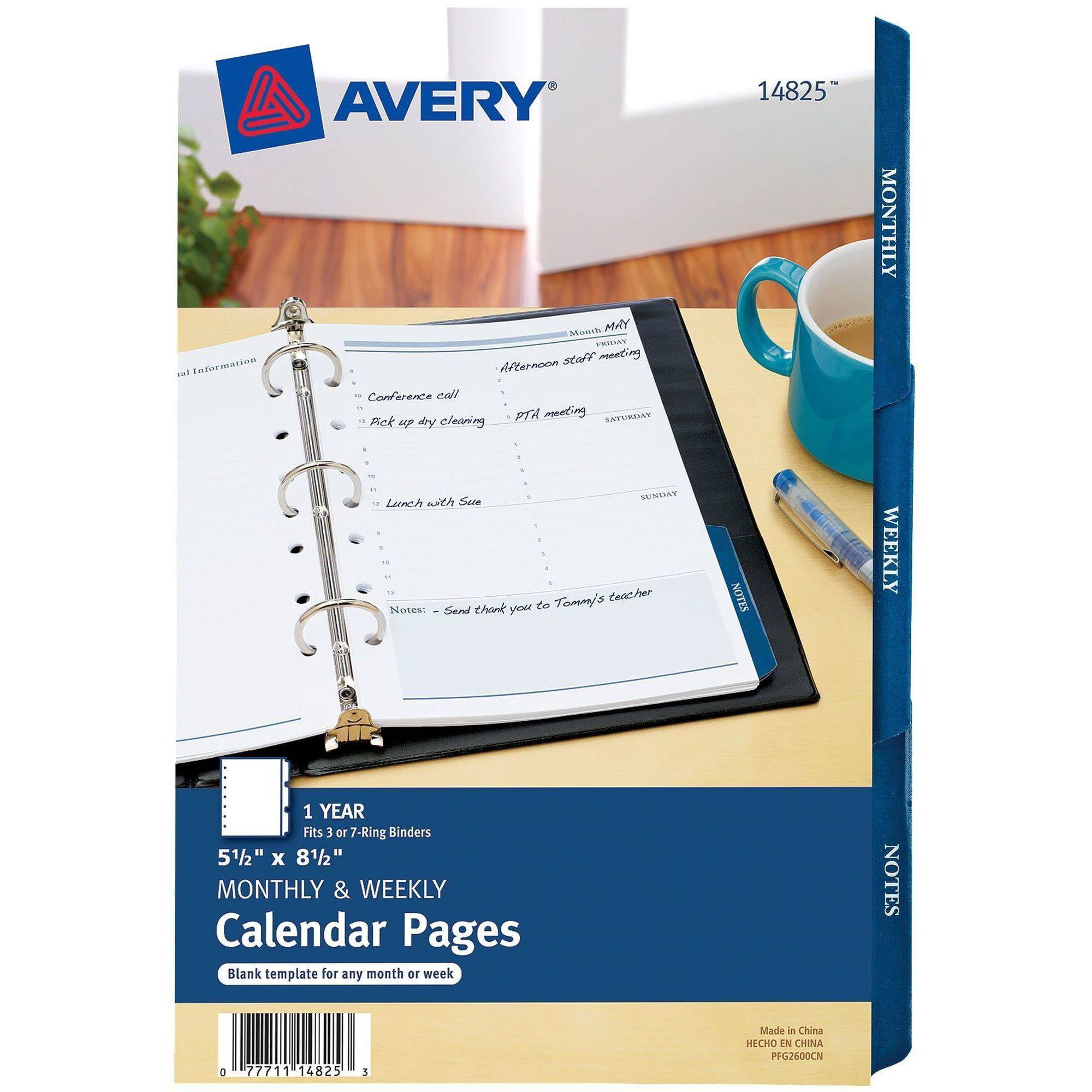 Avery Monthly/Weekly Calendar Refill Pages - Walmart.com