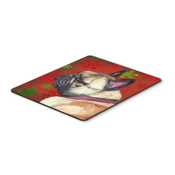 "French Bulldog Frenchie Red Snowflakes Holiday Christmas Mouse Pad Hot Pad or Trivet"