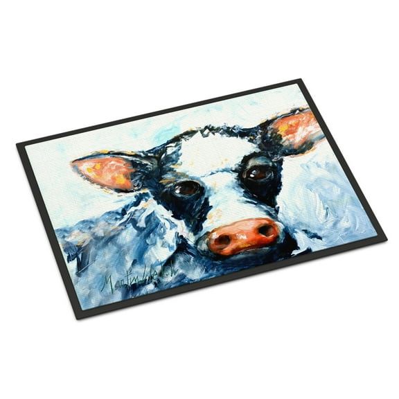 Carolines Treasures MW1273MAT Cow Lick Black and White Cow Door Mat Indoor Rug or Outdoor Welcome Mat 18x27 Doormat 18H
