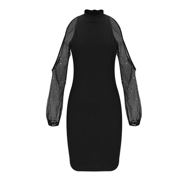 knee length dresses for ladies BLACK COLLARED BLAZER WITH CRYSTAL MESH SLEEVES