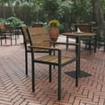 thumbnail image 2 of Flash Furniture Finch Commercial Grade Patio Chair with Arms, Stackable Side Chair with Faux Teak Poly Slats and Metal Frame, Natural/Gray, 2 of 12