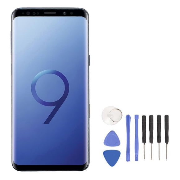 Screen Replacement with Frame and Repair Tools 5.8 Inch Touch Screen Display Digitizer Assembly for Galaxy S9 SM-G9650 G965F G965U Blue