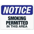 thumbnail image 1 of Notice Smoking Permitted In This Area Sign, OSHA Notice Sign, 18x24 Corrugated Plastic, 1 of 1