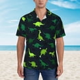 thumbnail image 3 of Cute Green Dinosaur Mens Hawaiian Shirt Short Sleeve Casual Button Up Tropical Summer Beach Shirt, 3 of 9