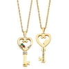 Women's Personalized Planet 14kt Gold-Plated Couple's Name & Birthstone Heart Key Diamond Accent Necklace