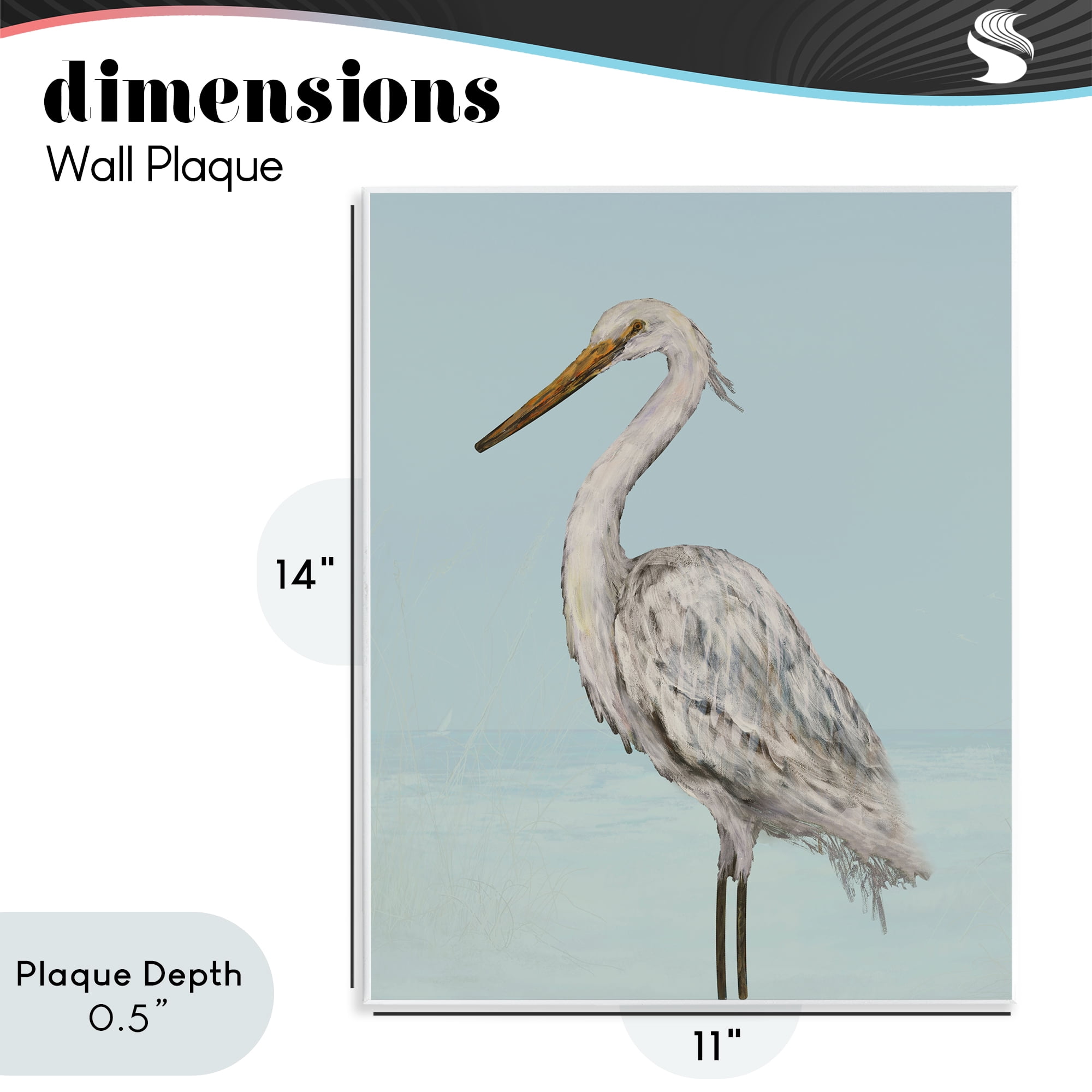Stupell Industries Coastal Heron Muted Blue Wall Plaque Art, design by Julie DeRice