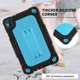 thumbnail image 3 of SOATUTO for Nokia T10 Tablet Case / for Nokia T10 8 inch 2022 Tablet Case Cover Hybrid Kids Friendly Cover Built-in Hand Free Kickstand Shoulder Strap Come With 9H Screen Protector (Black+Blue/2 Pcs), 3 of 6