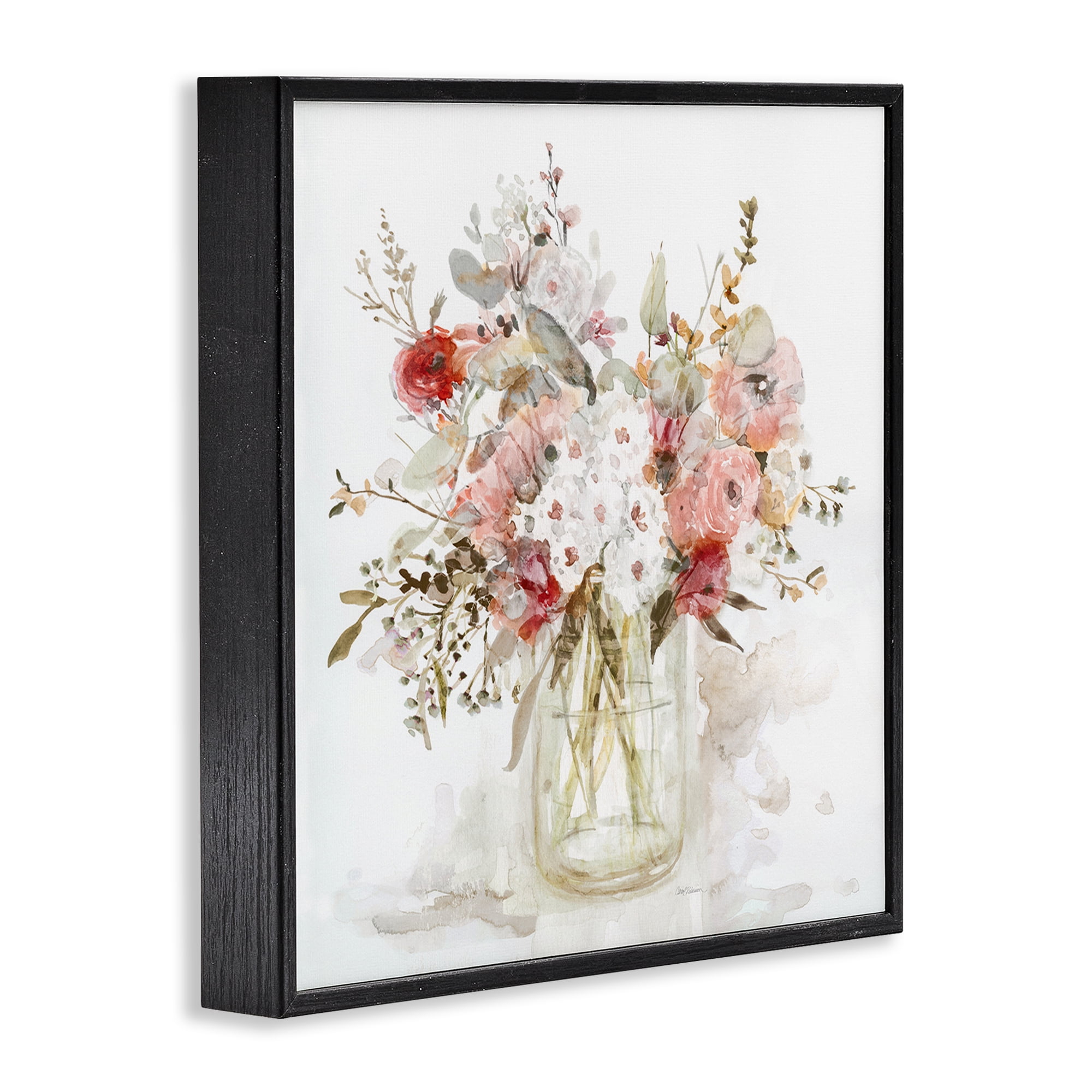 Stupell Industries Soft Blush Botanical Bouquet Black Framed Giclee Art, design by Carol Robinson