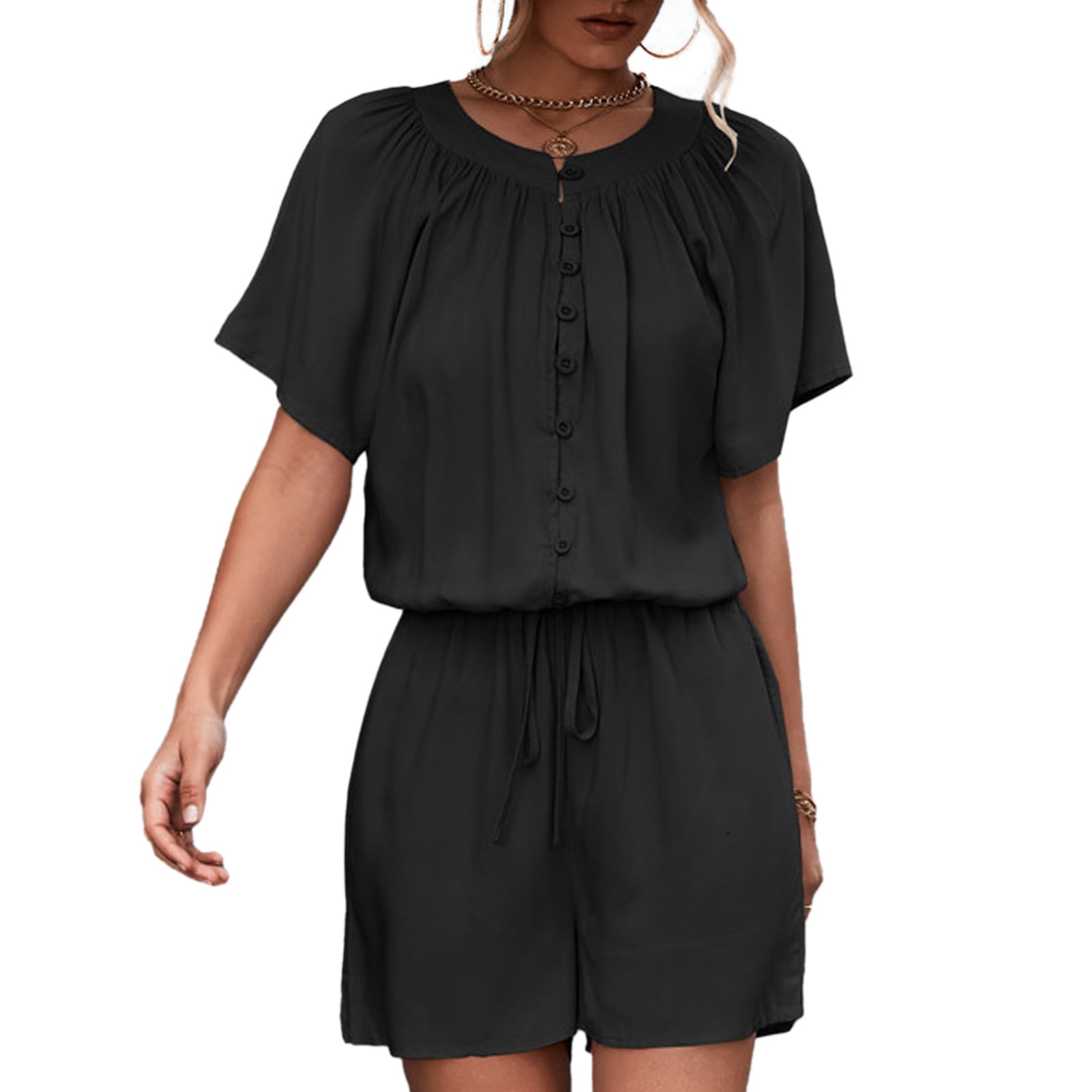 Flameen Casual Button Top Romper