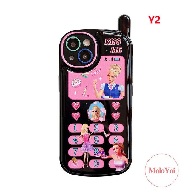Funda Con Forma De Teléfono Celular De Personalidad Retro Creativa Compatible Para iPhone 11 7 8 Plus XR 13 14 12 Pro MAX X XS Dibujos Animados Powerpuff Girls Barbie Blanda