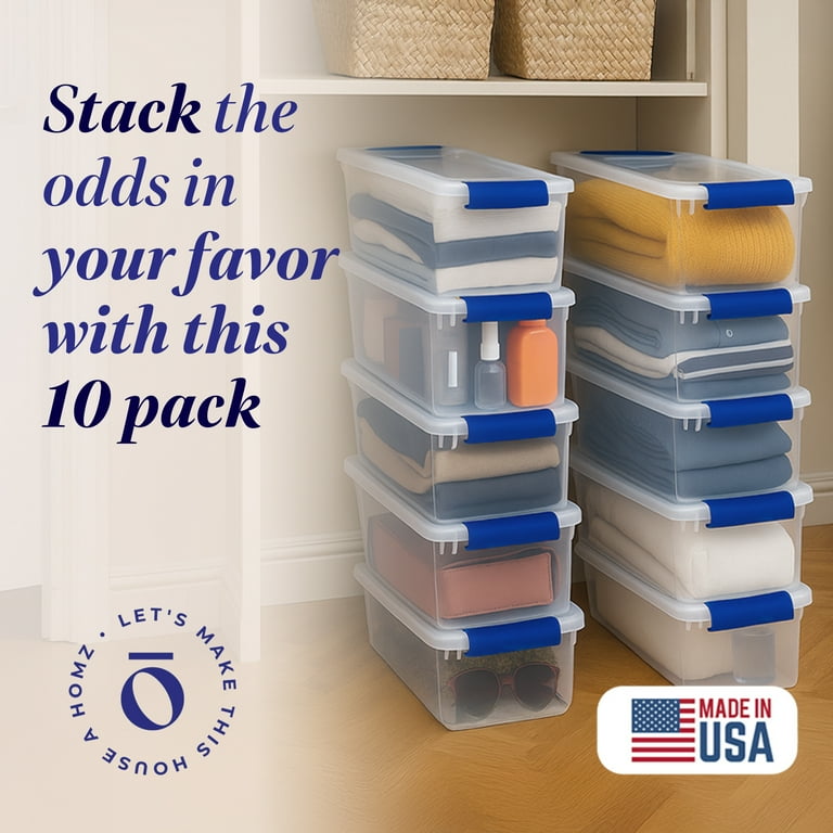 Free Shipping! Homz 7.5 Quart Size Secure Latching Clear Plastic