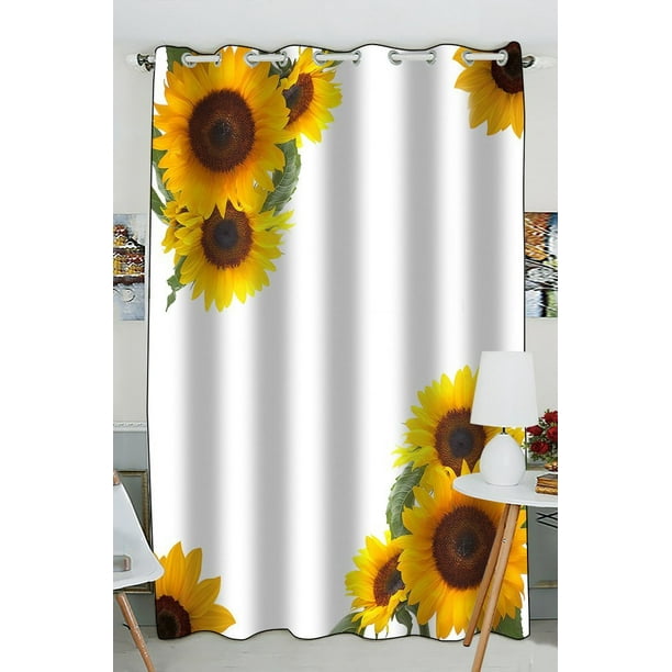 GCKG Sunflowers Window Curtain Kitchen Curtain Size 52(W) x 84 inches