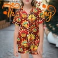 thumbnail image 4 of Elegyee Girls Thanksgiving Turkey Pajamas Satin Button Down Shirt Shorts PJs(2-13 Years), 4 of 4