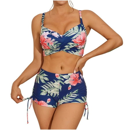 onlyliua 2 Piece Swimsuits for Women Two Piece Tankini Swimsuits for Women Tummy Control Bathing Suit High Waisted Bikini Swimsuit Set Bathing Suits Vintage Swimwear Summer Saving Clearance Swimsuit