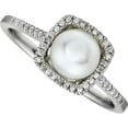 thumbnail image 5 of Sterling Silver Halo-Style Freshwater Cultured Pearl & .01 ct tw Diamond Ring - Size 8, 5 of 6