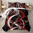 thumbnail image 2 of Homewish Swirl Lines Twin Quilt Set,Abstract Geometric Twin Coverlet Set,Red White,2pcs, 2 of 7