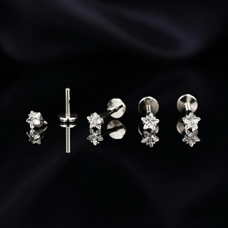 Besyvvin 6 stks Lip Bars Labret Studs 16G Rvs Monroe Tragus Helix Medusa Piercing Studs 6mm 8mm 10mm Zilver Goud Kraakbeen Sieraden, Roestvrij staal Roestvrij staal Kubieke zirkonia